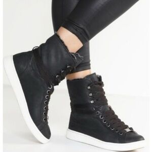 UGG Leather Starlyn High-Top Sneakers with Shearling Lining